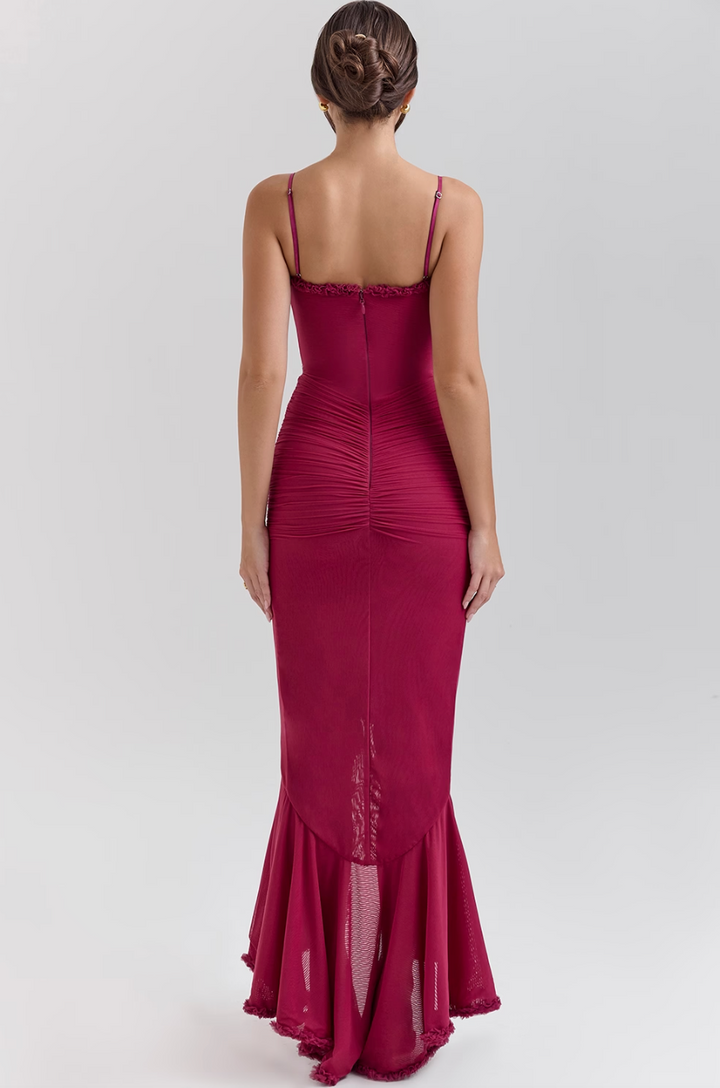 Women's Ruched Ruffle Party Dress