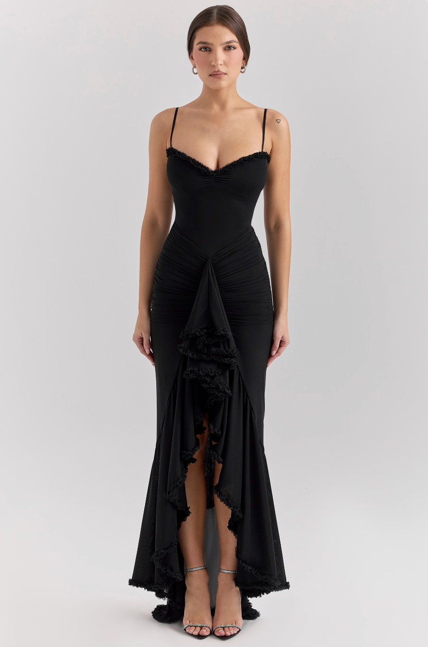 Women's Ruched Ruffle Party Dress