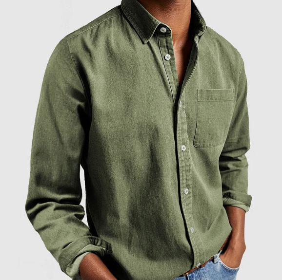 Versatile men's button-down dress shirt, long sleeve, perfect for professional wear or smart casual look.
