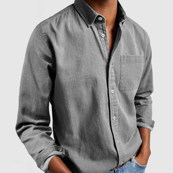 Men's elegant long sleeve button-down shirt, smart casual and professional for a classic, versatile look.
