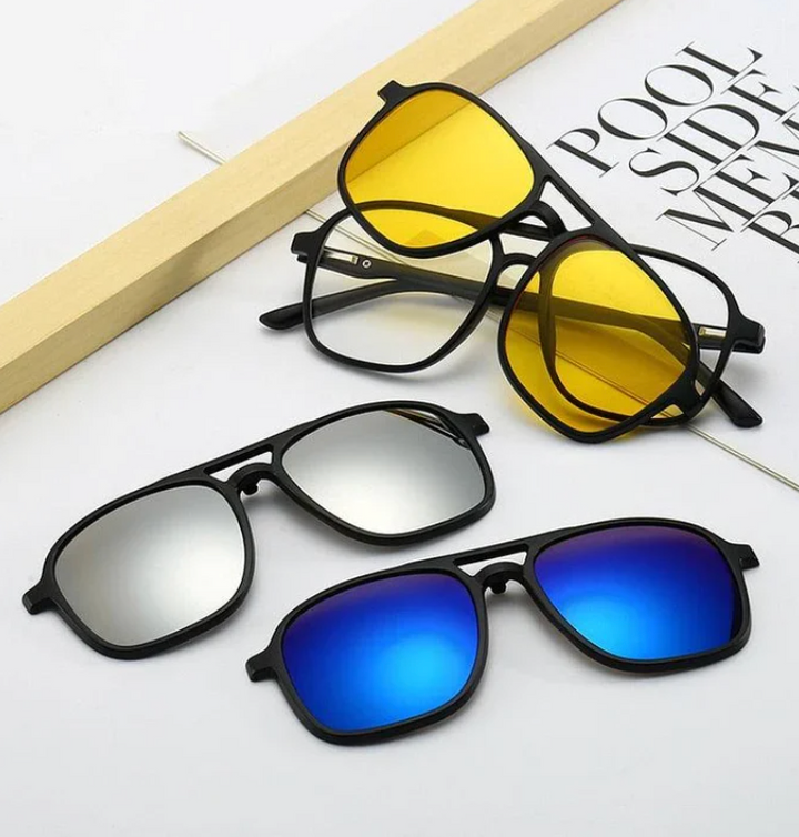 Ergonomic FlexView unisex sunglasses with interchangeable lenses for comfortable, protective daily wear & outdoor activities.