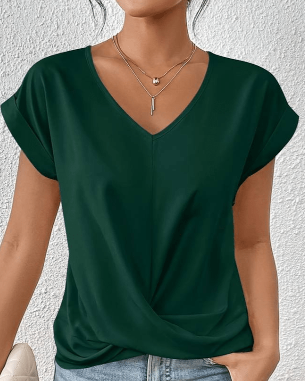Women's V-Neck Twist Hem Top