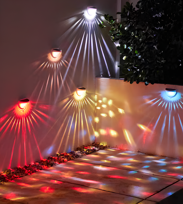 Nvroome waterproof solar LED wall lamp for pathways & accent lighting. Wireless & automatic operation.