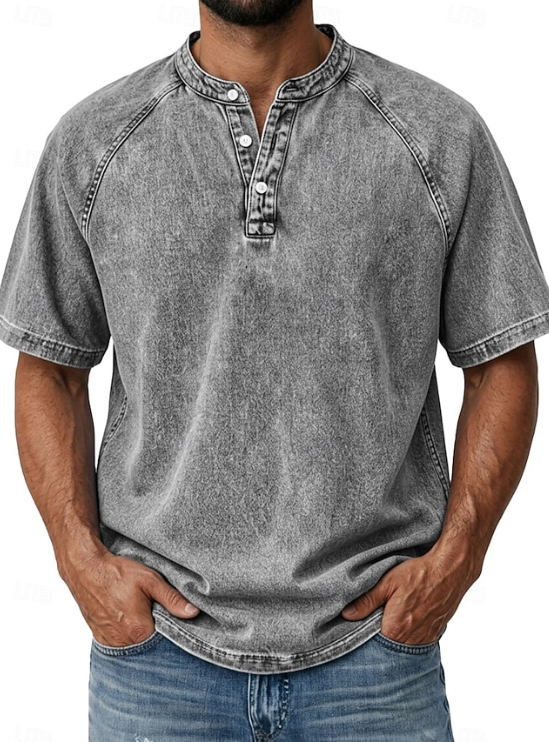 Retro men's button-up shirt, a classic long sleeve for timeless casual and smart casual apparel.