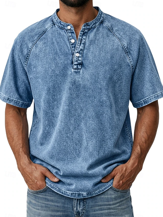 Stylish men's vintage button shirt. Perfect long sleeve everyday top for effortless classic style.
