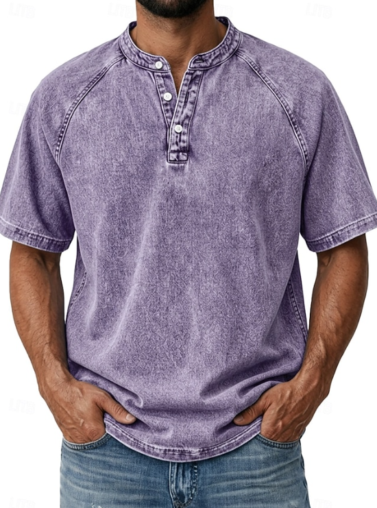 Effortless men's vintage button shirt. Long sleeve, classic style for everyday retro fashion.