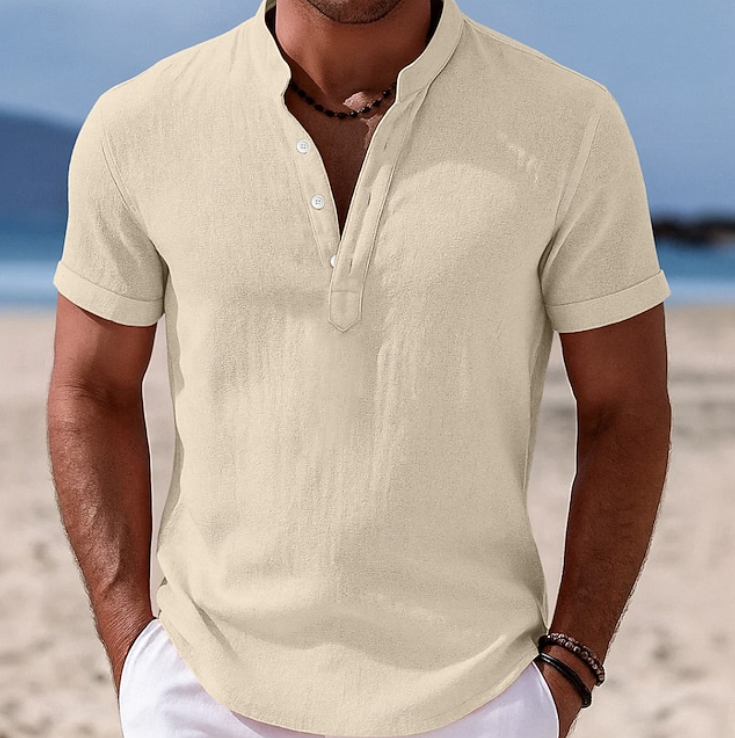 Men's casual button-up short sleeve shirt. A classic summer essential for stylish warm weather fashion.