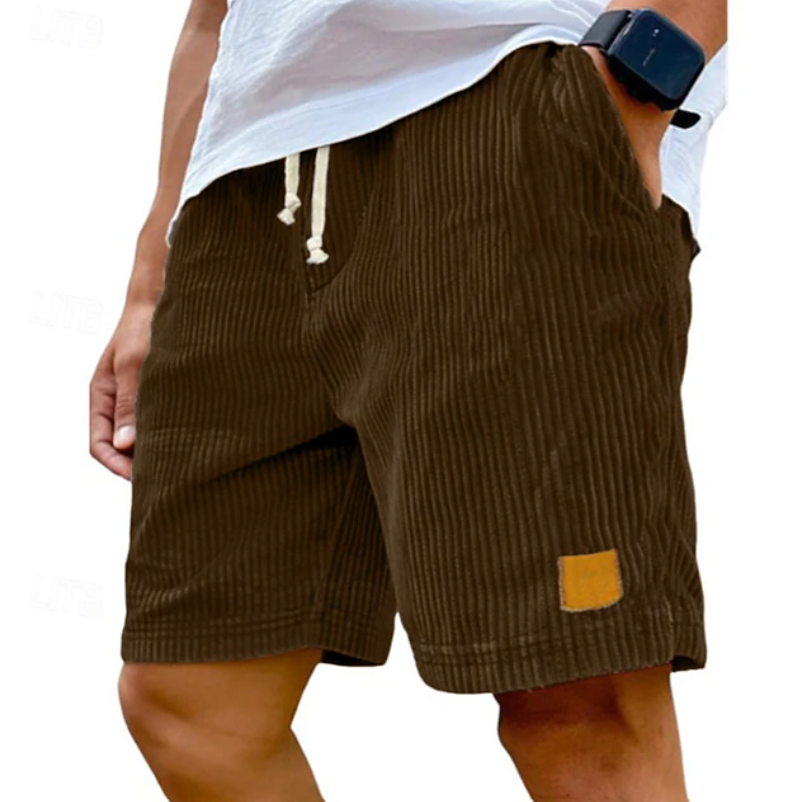 Casual men's lace-up shorts, light fabric for warm weather comfort.