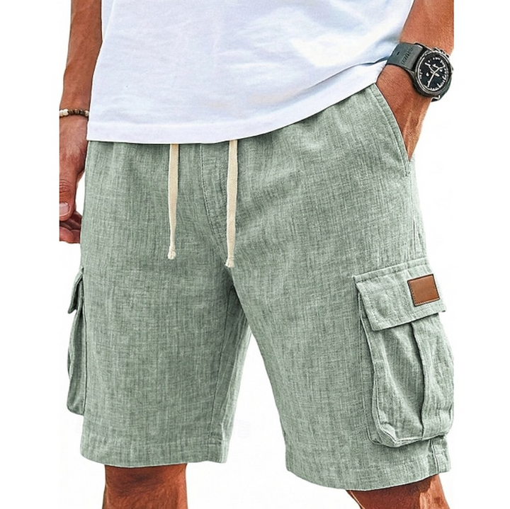 Stylish men's summer cargo shorts, lace-up design, relaxed fit for casual, outdoor, or travel fashion.