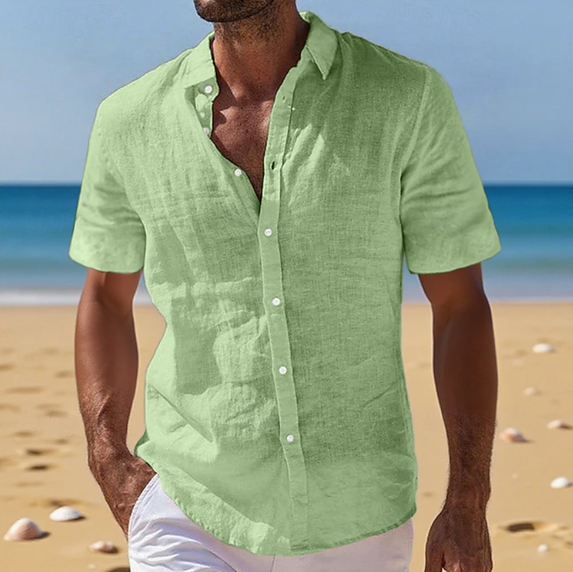 Versatile men's button-up short sleeve shirt, perfect for classic casual summer fashion.