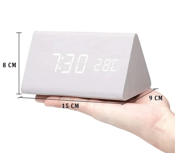 Black modern LED alarm clock, perfect for minimalist home or office.