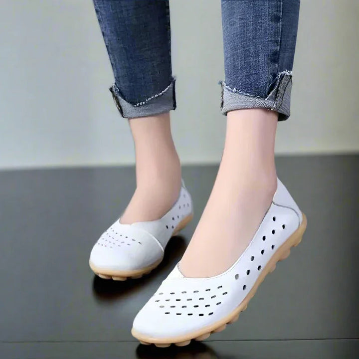 Lightweight women's slip-on flats, wide fit for bunions. Comfortable, supportive & stylish casual shoe.
