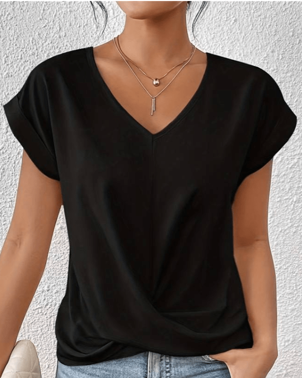 Women's V-Neck Twist Hem Top