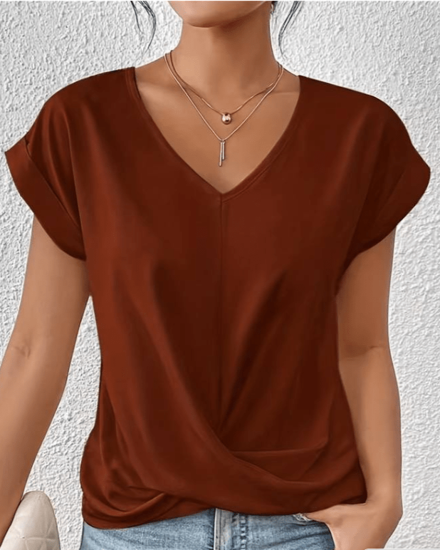 Women's V-Neck Twist Hem Top