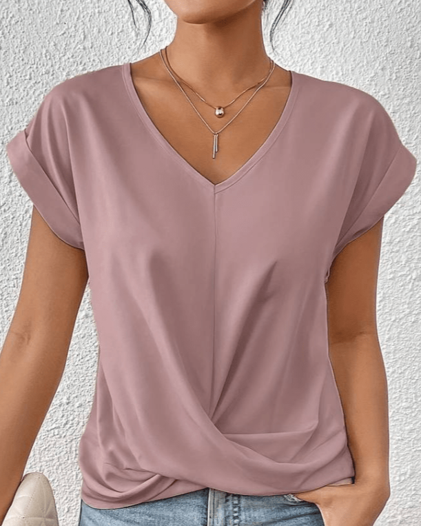 Women's V-Neck Twist Hem Top