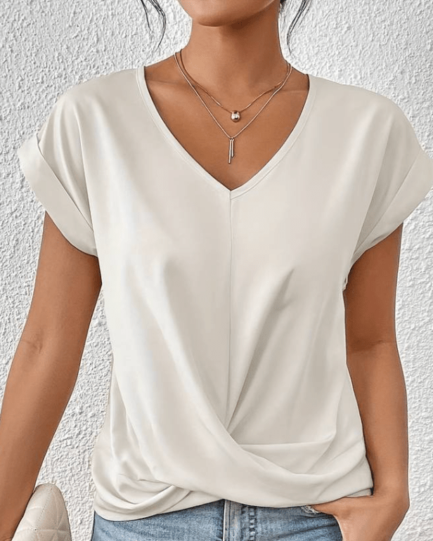 Women's V-Neck Twist Hem Top
