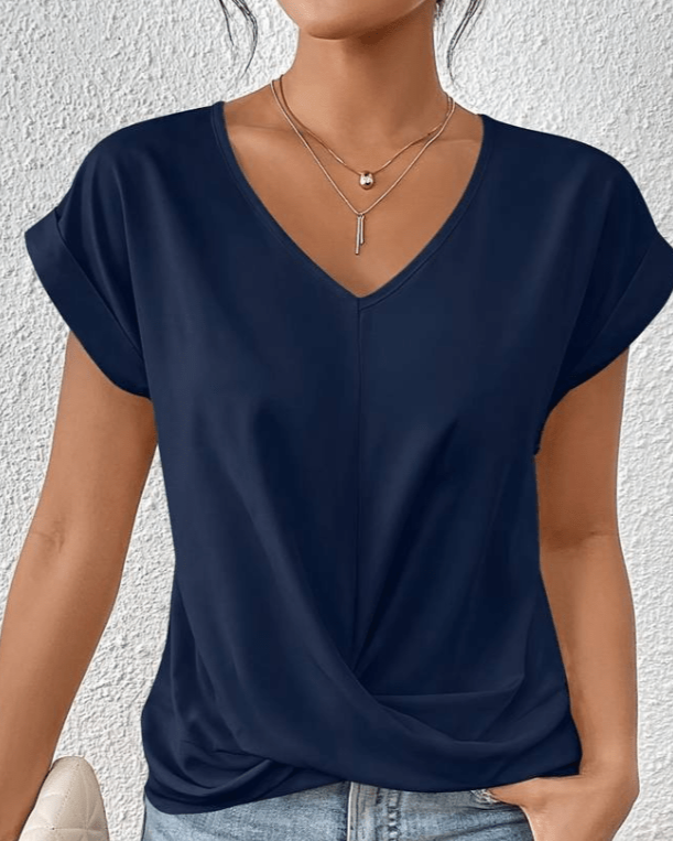 Women's V-Neck Twist Hem Top