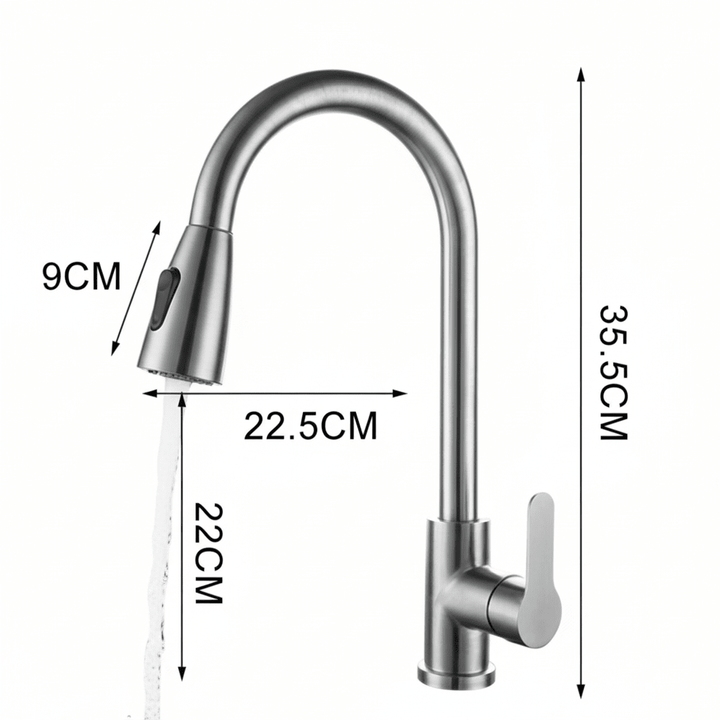 Essential kitchenware fixture: a modern pull-out spray faucet designed for busy home kitchens.