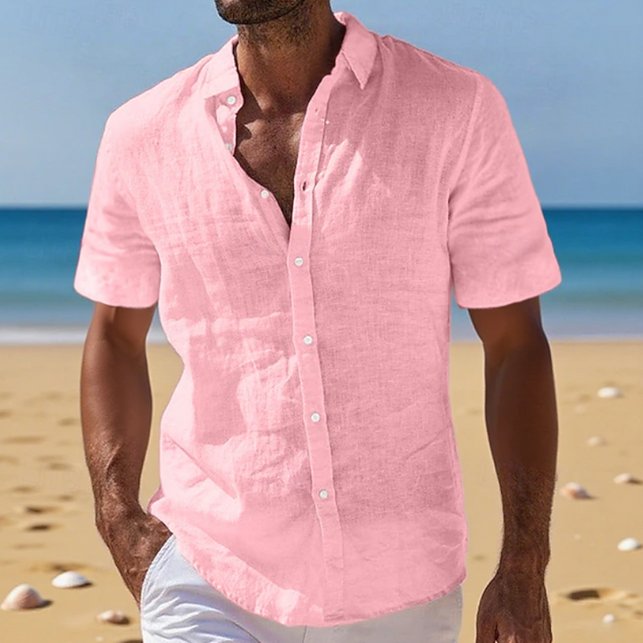 Men's versatile short sleeve summer shirt, relaxed fit, breathable and comfortable for casual wear.