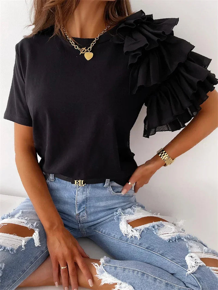 Anna Chic Top with Bold Ruffle Sleeves