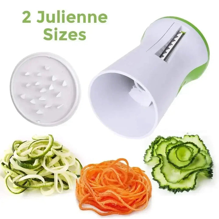Compact manual spiralizer efficiently makes perfect zucchini noodles. Essential kitchen tool for low-carb & healthy dishes.