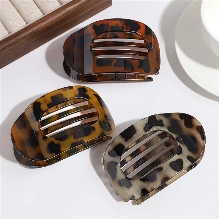 Oval Flat Hair Claw Clip - Matte Duckbill Clip for Women