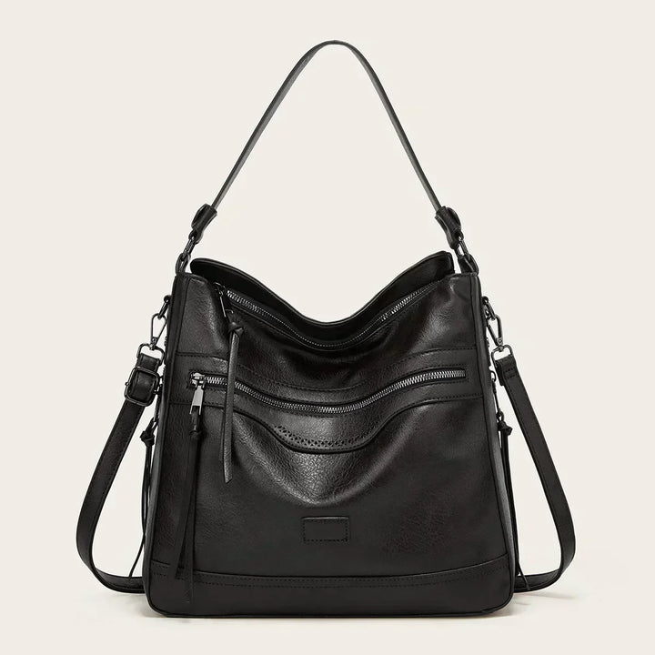 Stylish women's vintage leather shoulder & crossbody bag. Classic design for daily fashion or work. Brown & black.