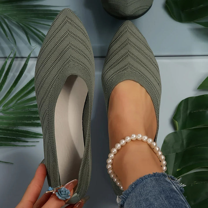 Women's breathable pointed-toe loafers, providing ballet flat comfort & elegant slip-on style.
