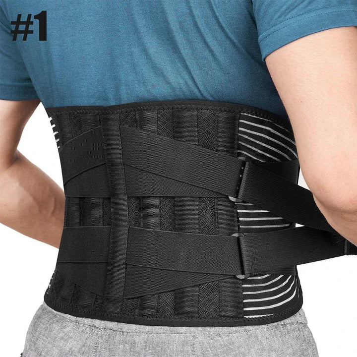Unisex ergonomic back brace for posture improvement & pain relief, offering adjustable support for daily use.