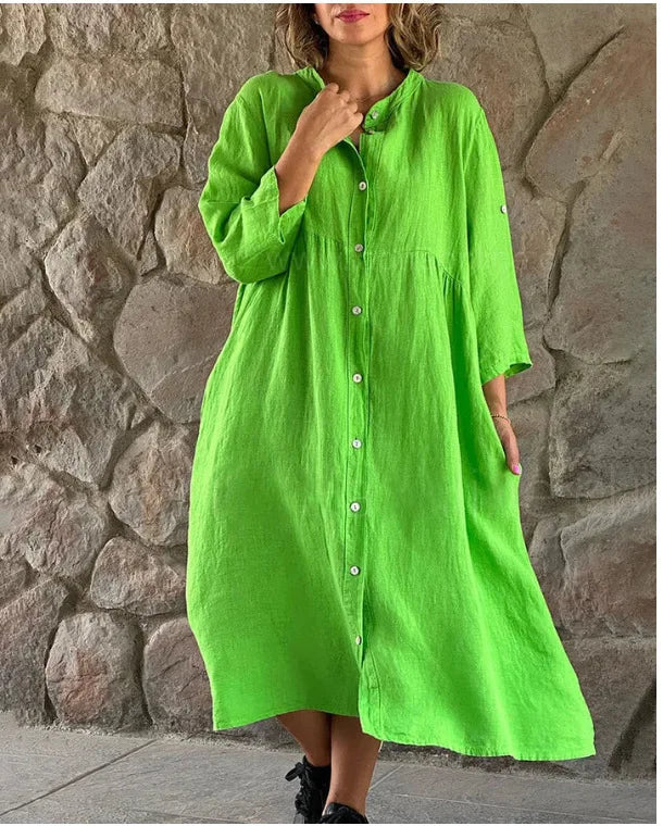 Women's V-Neck Long Sleeve Oversized Maxi Dress