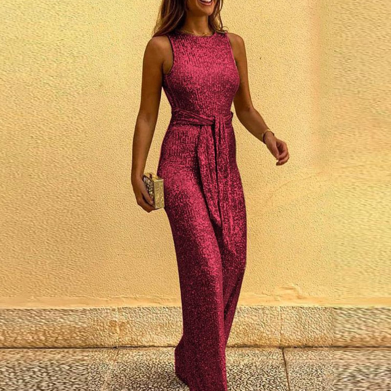 Elegant women's jumpsuit, perfect for formal evening wear. Chic one-piece party outfit with timeless style & comfort.