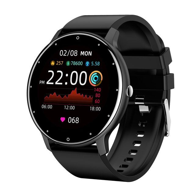 Lightweight touchscreen smartwatch for Android/iOS. Features activity tracking, health monitor, and daily wear functions.