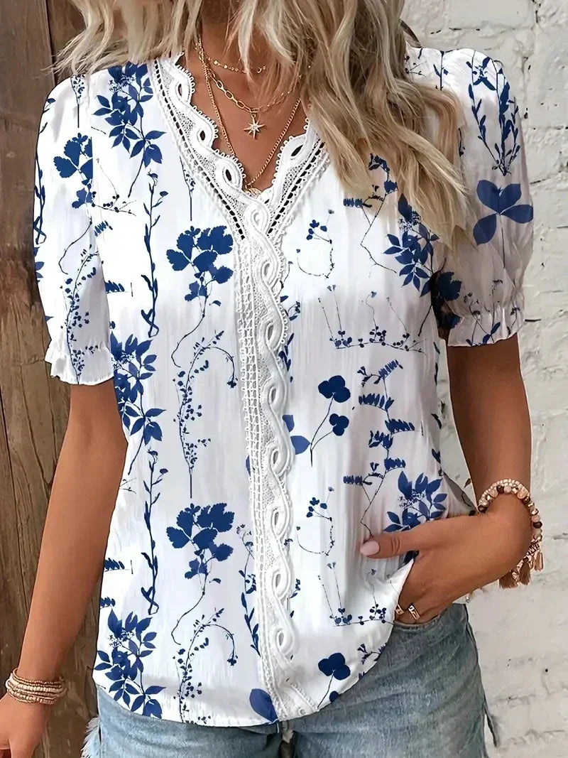 Joann™ Floral Lace V-Neck Blouse