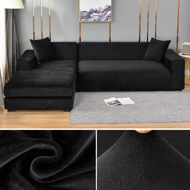 Easy-care stretch velvet slipcover, washable & durable furniture protector.