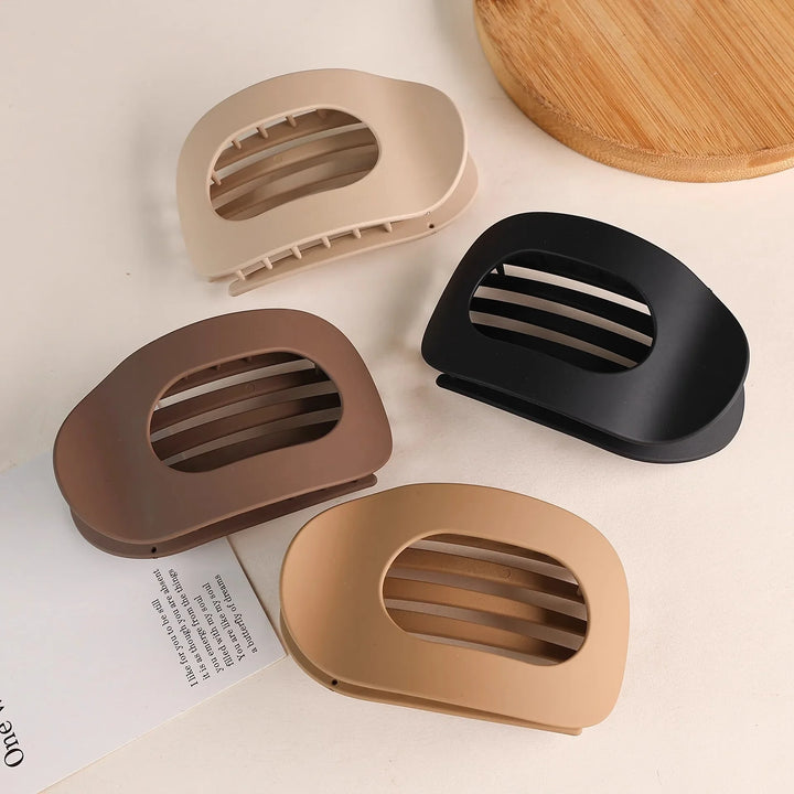 Oval Flat Hair Claw Clip - Matte Duckbill Clip for Women