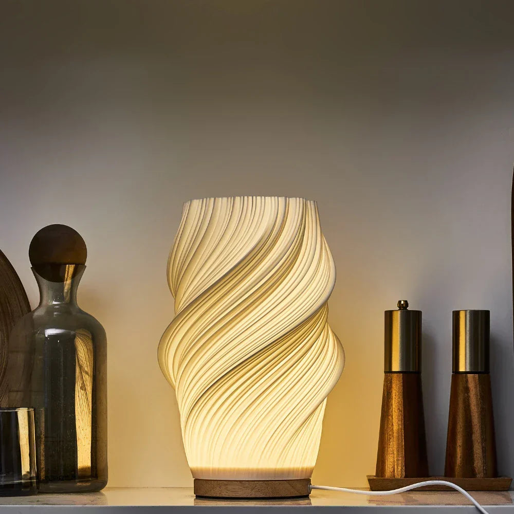 Nvroome Sculpted Wavecrest lamp, stylish accent lighting for modern home interiors.