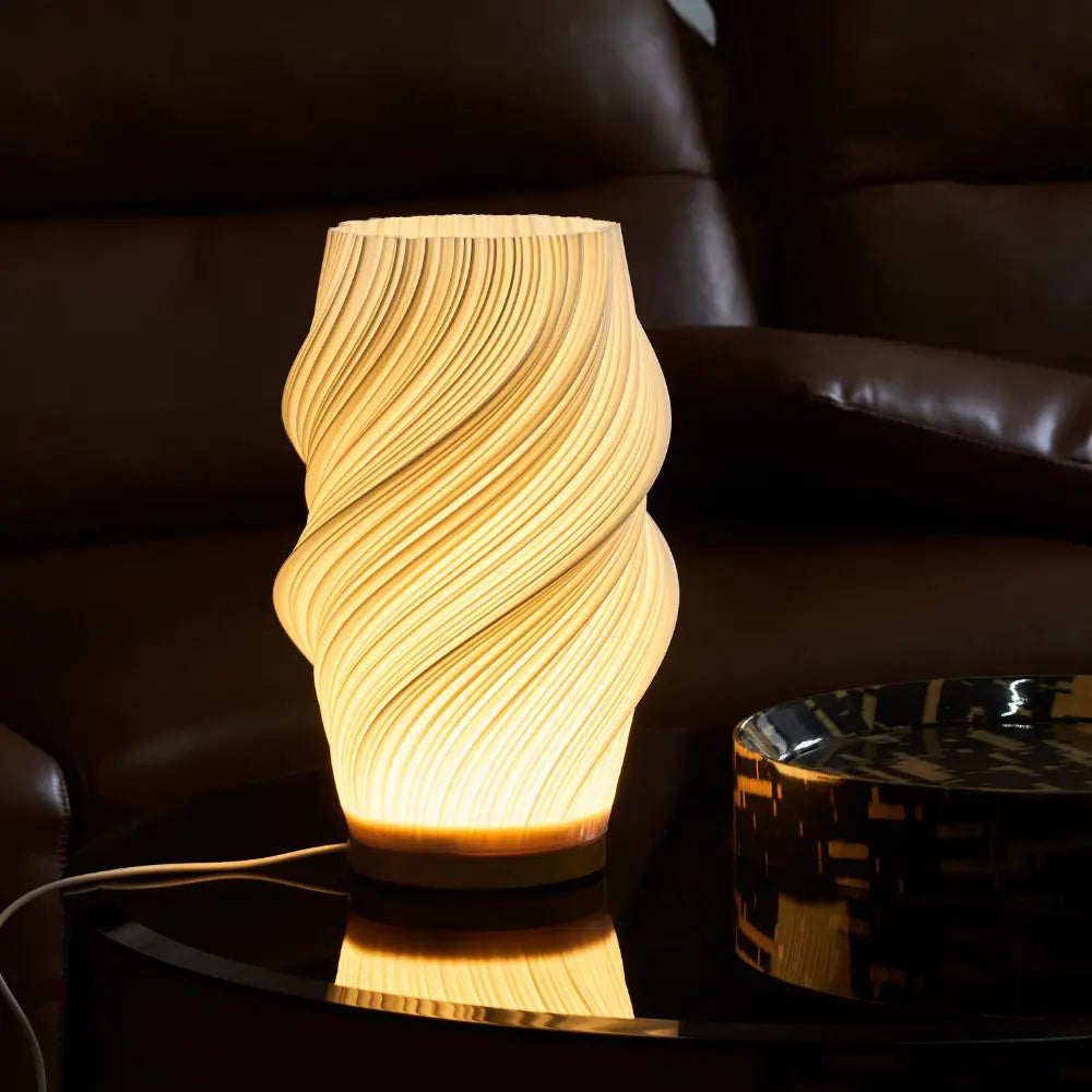 Elegant Nvroome Wavecrest desk light, dimmable warm glow, enhances home decor.