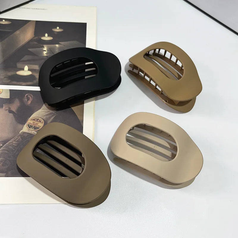 Oval Flat Hair Claw Clip - Matte Duckbill Clip for Women