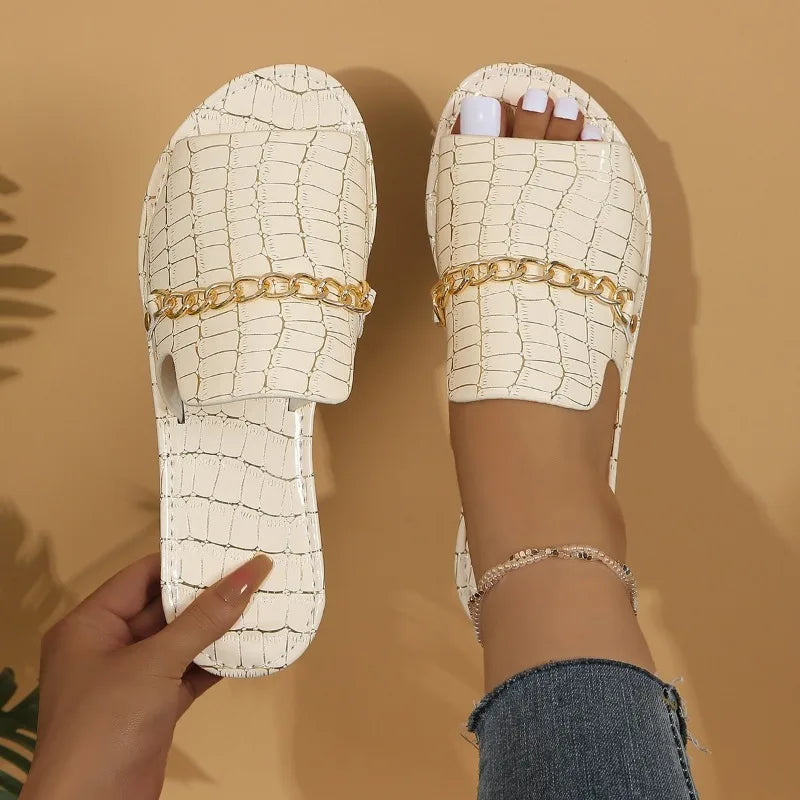 Sophia Croc Embossed Sandals