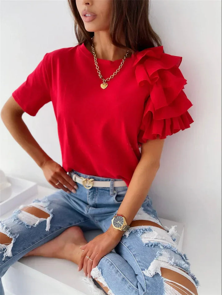 Anna Chic Top with Bold Ruffle Sleeves
