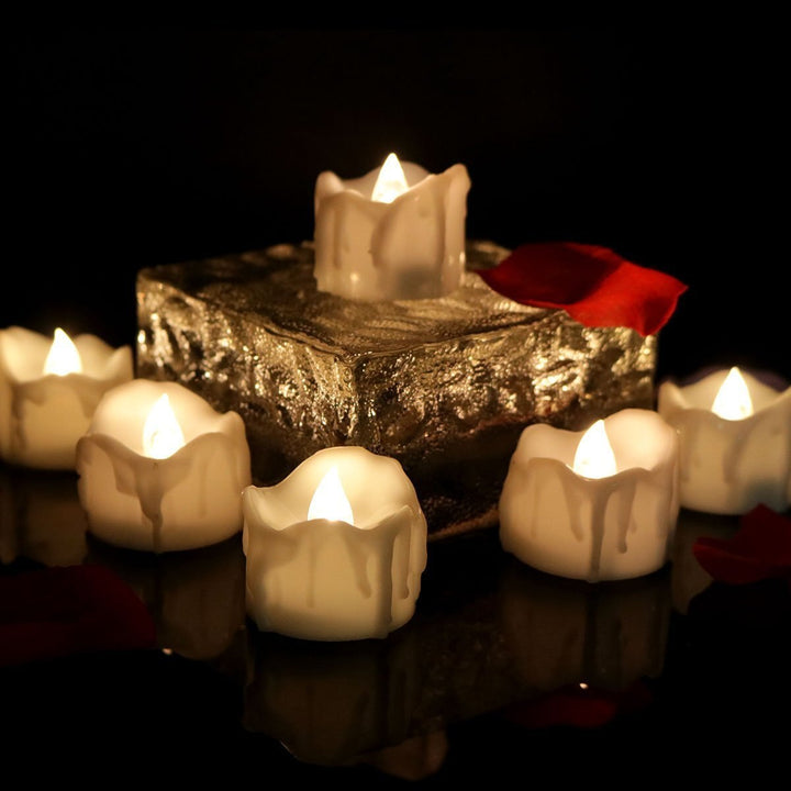Realistic flickering flameless LED candles, battery powered for easy tabletop & home decor. A safe lighting solution.