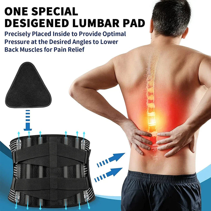 Ergonomic waist support belt, adjustable for men & women, offering posture correction & back pain relief.