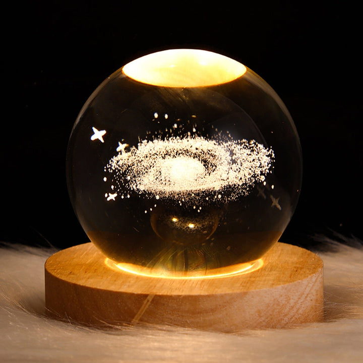 Beautiful crystal sphere LED lamp, providing serene ambient light for relaxation.