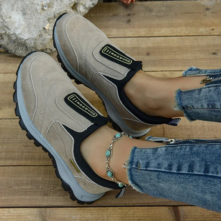 Comfortable women's orthopedic footwear, soft sole for arch support & relief.