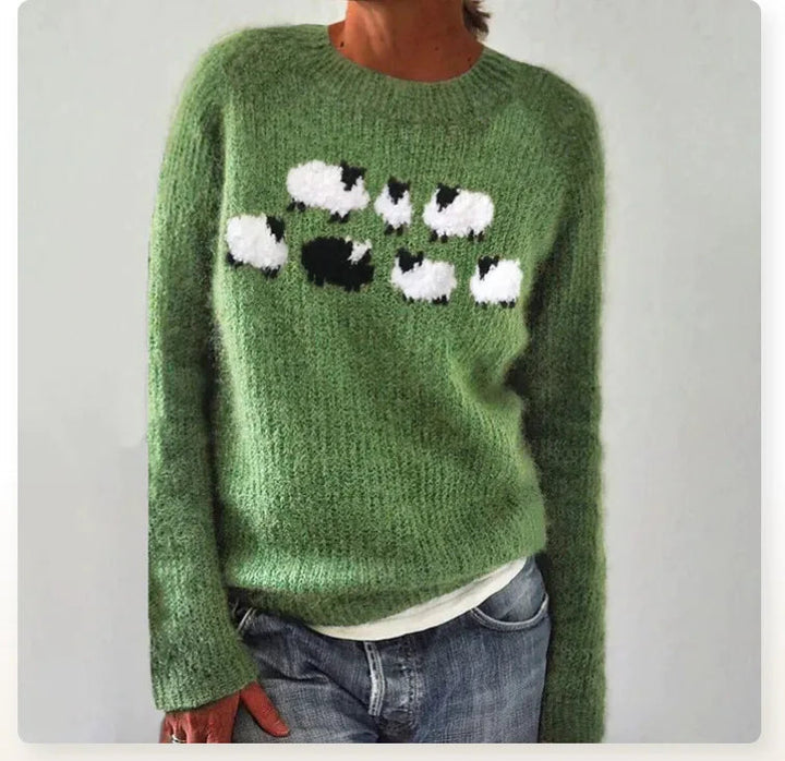Women's cozy retro striped sweater, comfortable knit top with long sleeves for a playful look.