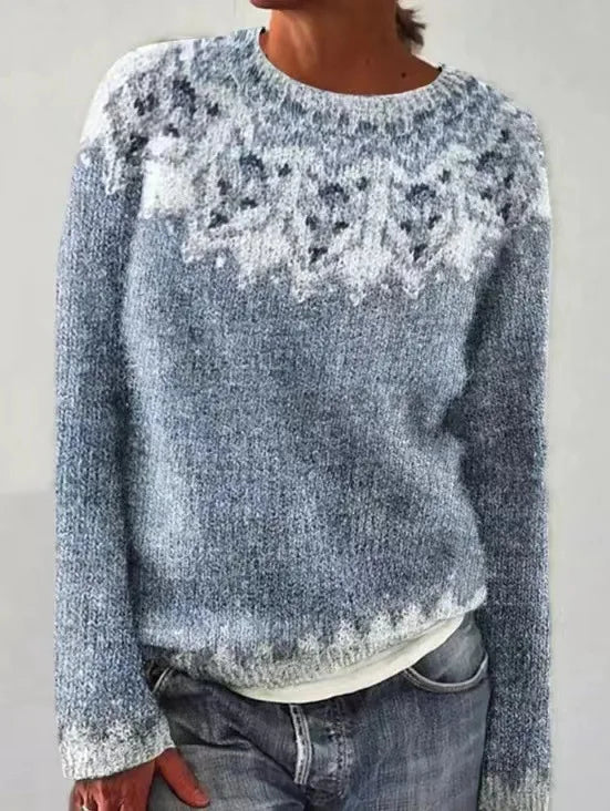 Striped women's casual sweater, retro style knitwear, vibrant and comfortable for everyday fashion.