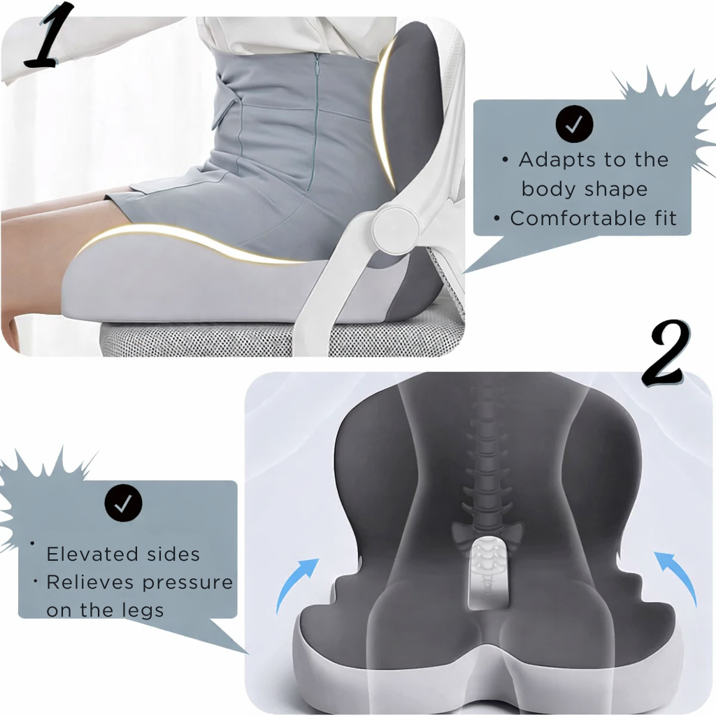 Portable memory foam seat cushion for car seat comfort, travel, & pressure relief on long drives.