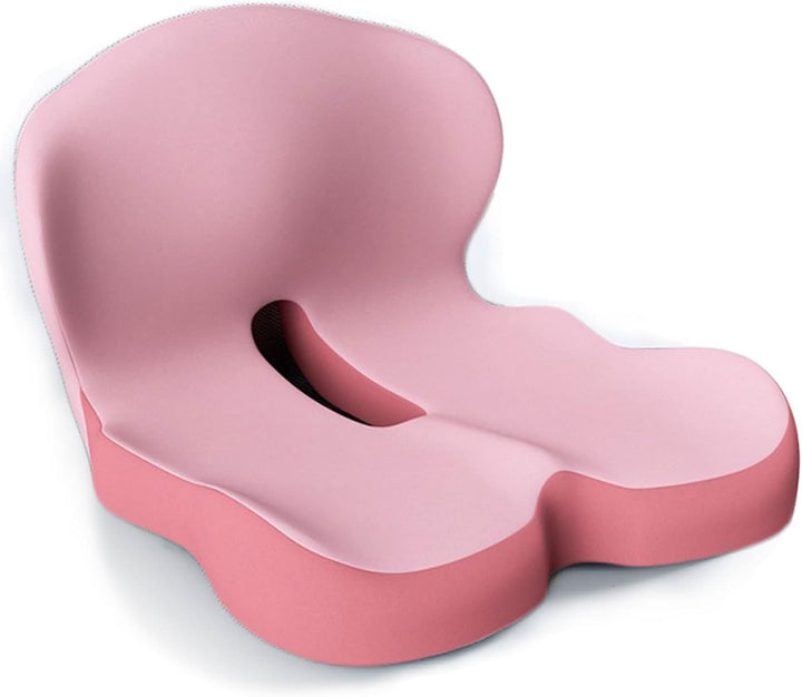 Top-down view of ergonomic memory foam seat cushion, showcasing contoured design for optimal support.