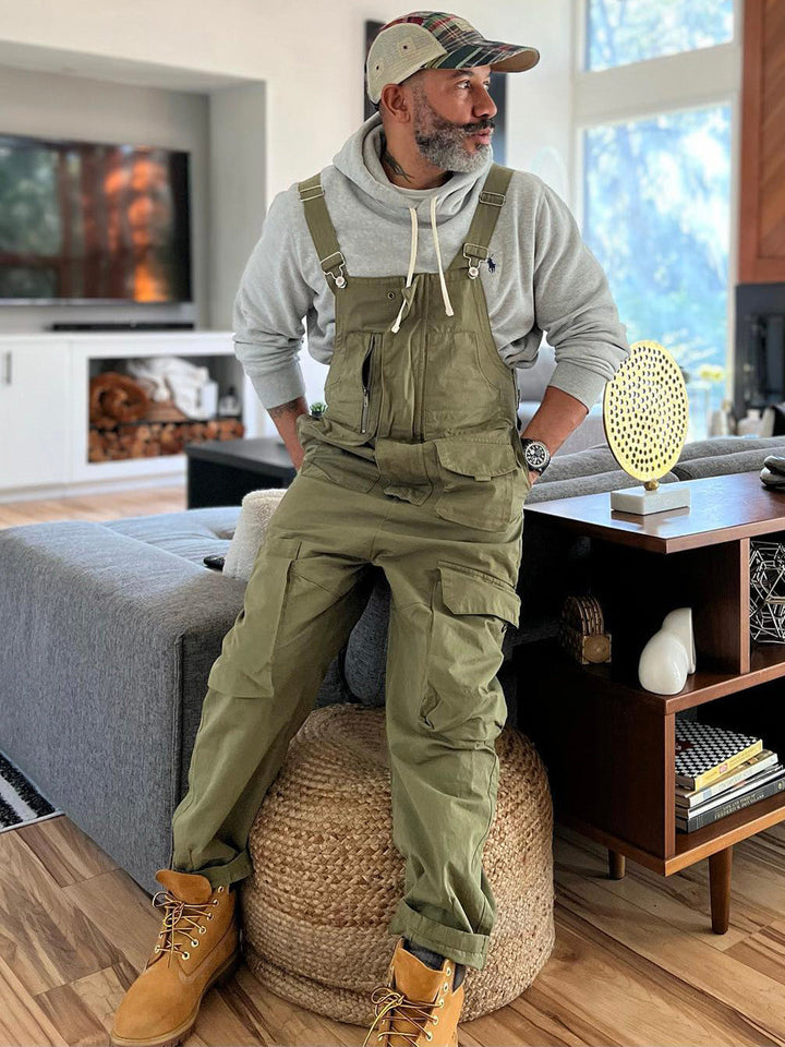 Comfortable men's utility overalls in a stylish design, ideal for everyday wear.