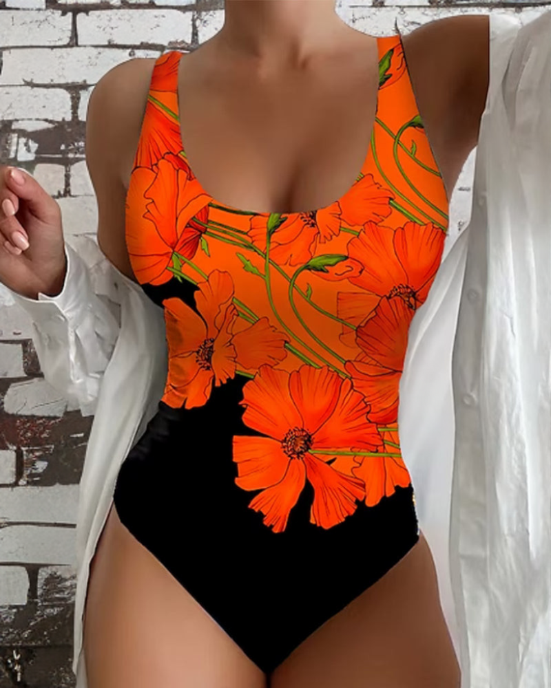 Lucy Elegant Floral Print One-Piece Swimsuit
